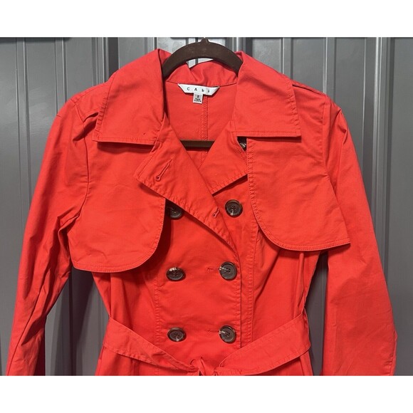 CABI Womens Red Trench Coat Sz 2 Convertible Jacket Vest Zip Off Career Office - Picture 2 of 16